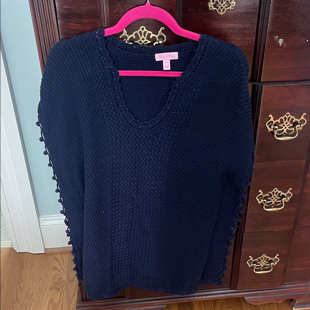 Lilly Pulitzer Deep Blue poncho V-Neck Sweater
